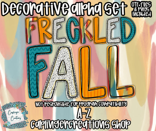 Freckled Fall - TYPEABLE OTF FONT + PNGS - Digital download