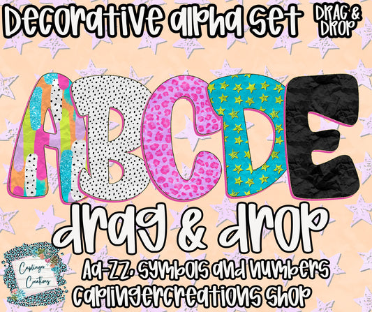 Funky Bright - DRAG & DROP ONLY = PNGS- commercial use included - Digital download
