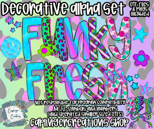 Funky Fresh- OTF & Drag and Drop PNGS- commercial use included - Digital download