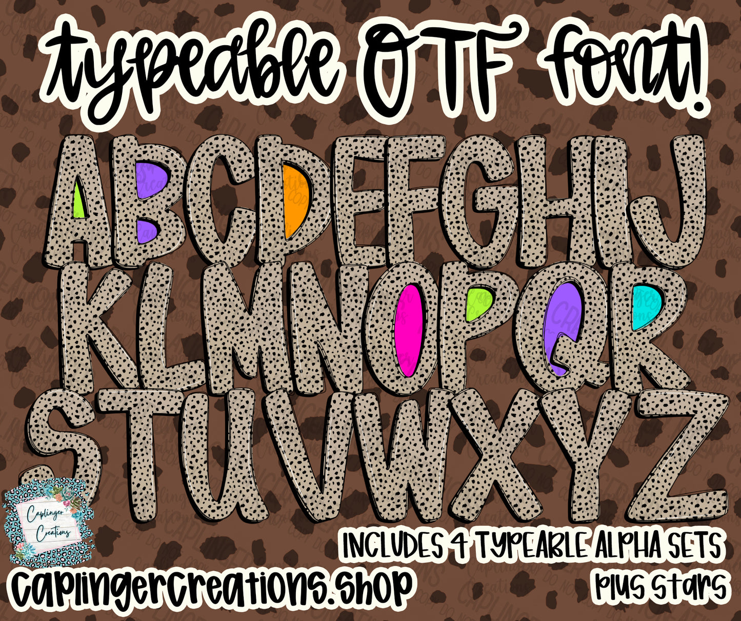 Funky Mix Up - Set of 4 Alphas - TYPEABLE OTF FONT + PNGS - Digital download