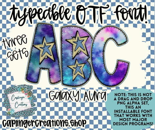 Galaxy Aura - TYPEABLE OTF FONT - Digital download