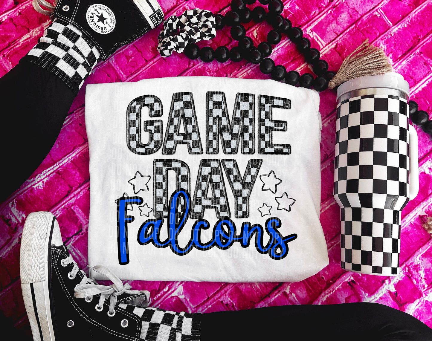 CUSTOM- GAME DAY checkered MASCOT - Digital download 300DPI PNG FILE