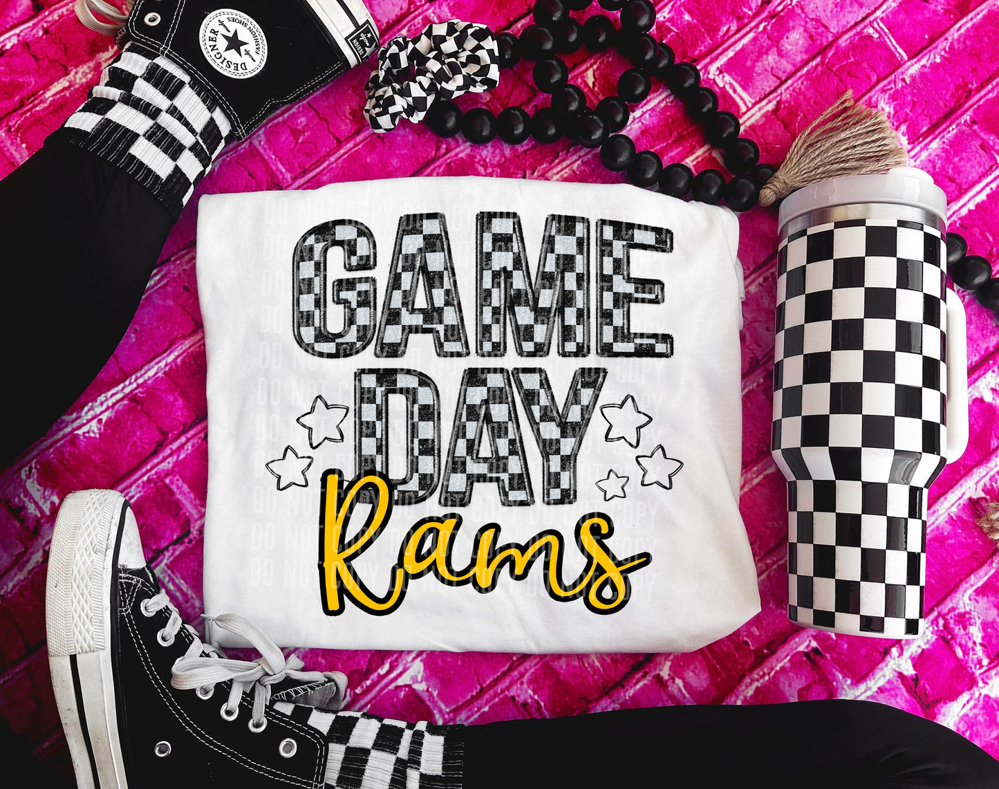 CUSTOM- GAME DAY checkered MASCOT - Digital download 300DPI PNG FILE