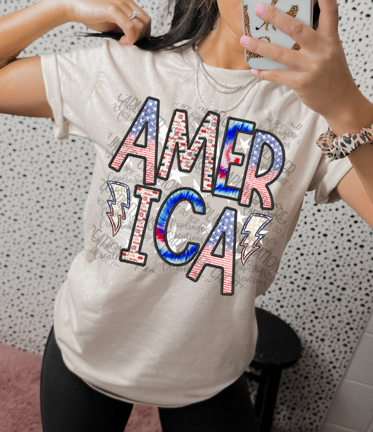 America faux embroidery - Digital download 300DPI PNG FILE