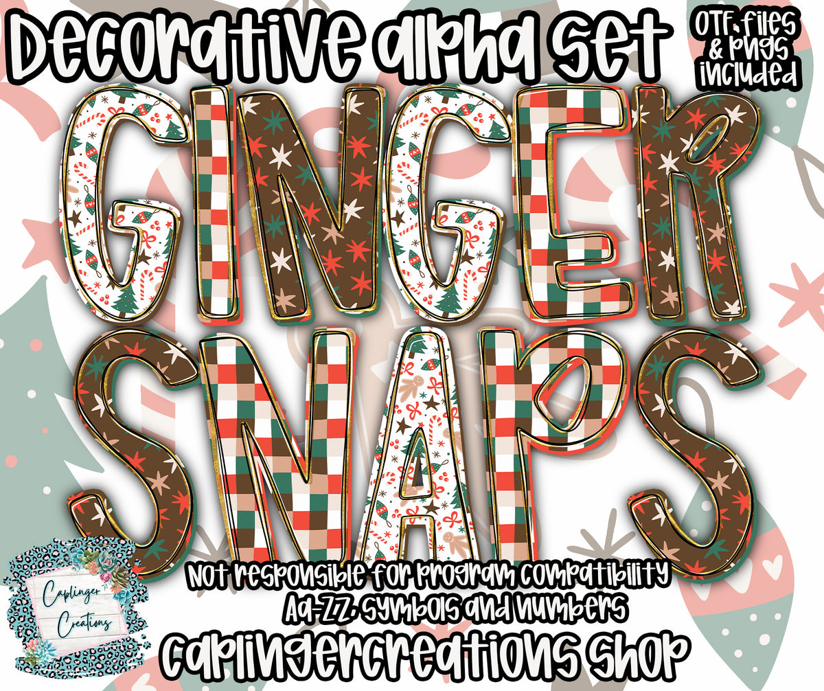 Ginger Snaps - TYPEABLE OTF FONT + PNGS - Digital download