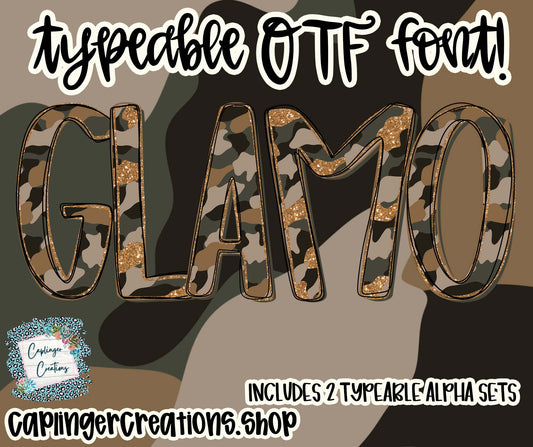 GLAMO - TYPEABLE OTF FONT + PNGS - Digital download