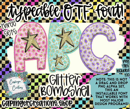 Glitter Bombshell - TYPEABLE OTF FONT + PNGS - Digital download