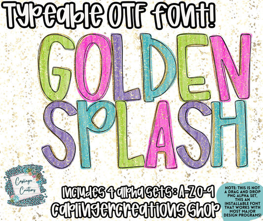 Golden Splash - OTF typeable & Drag and Drop PNGS- commercial use included - Digital download