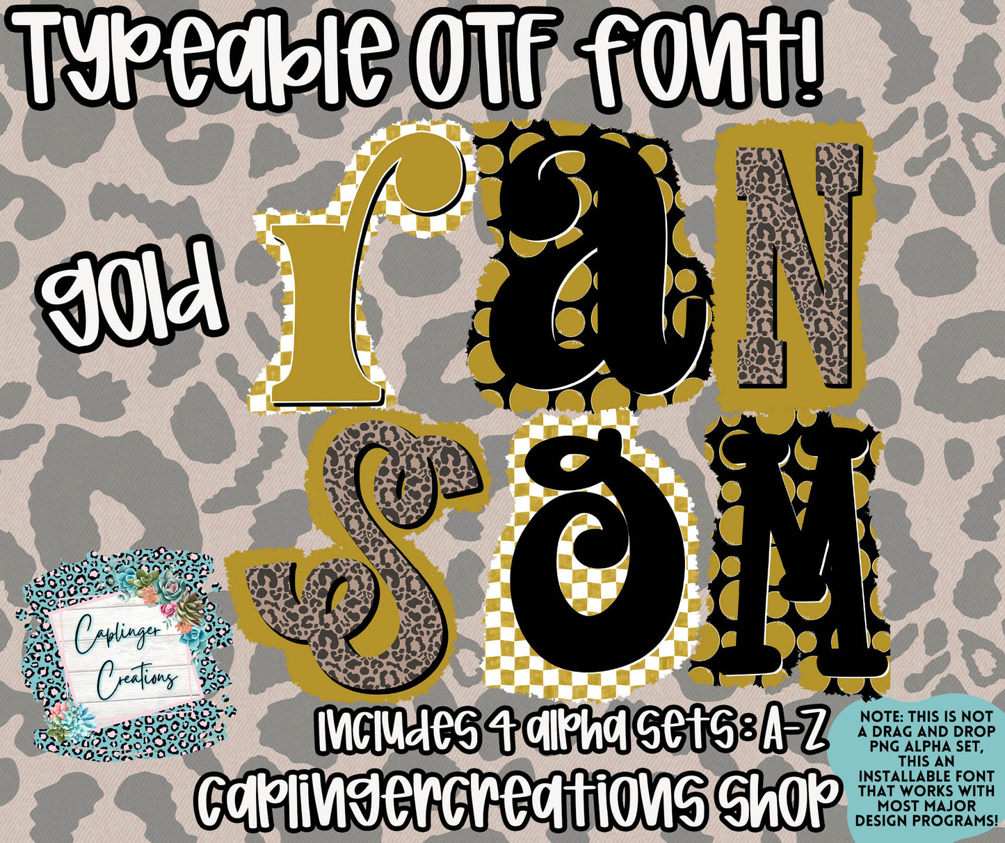 RANSOM Spirit - OTF typeable & Drag and Drop PNGS- commercial use included - Digital download