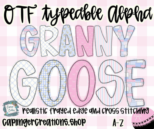 Granny Goose - OTF typeable & Drag and Drop PNGS- commercial use included - Digital download