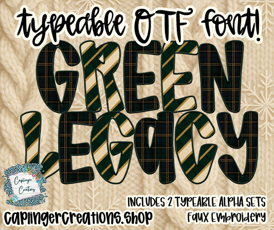 Green Legacy set of 2 TYPEABLE OTF FONT + PNGS - Digital download