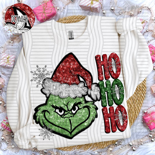 Grinch - Faux Sequin  300DPI PNG FILE