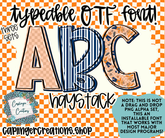 Haystack- TYPEABLE OTF FONT + PNGS - Digital download
