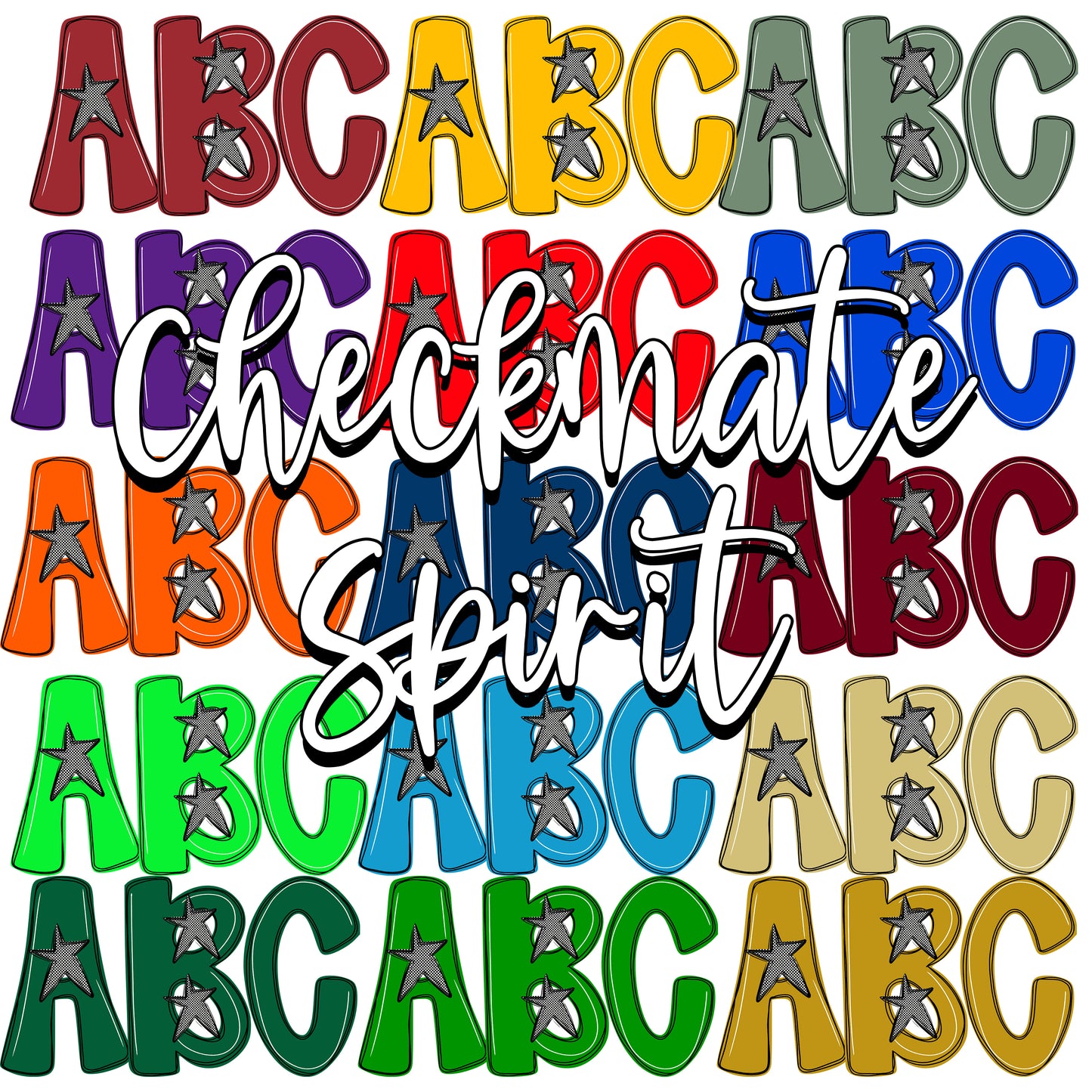 Checkmate Spirit (attached stars) - TYPEABLE OTF FONT + PNGS - Digital download