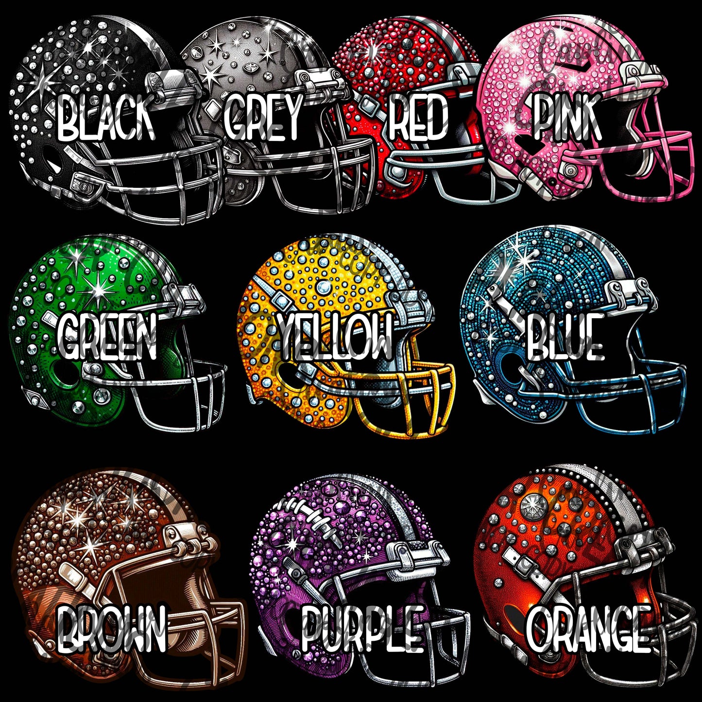 CUSTOM Rhinestone HELMET - Game Day - Digital download 300DPI PNG FILE