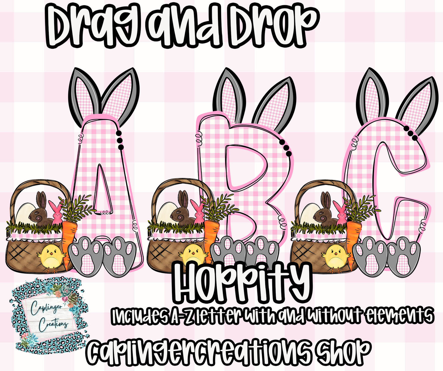 Hoppity + Drag and Drop PNGS- commercial use included - Digital download