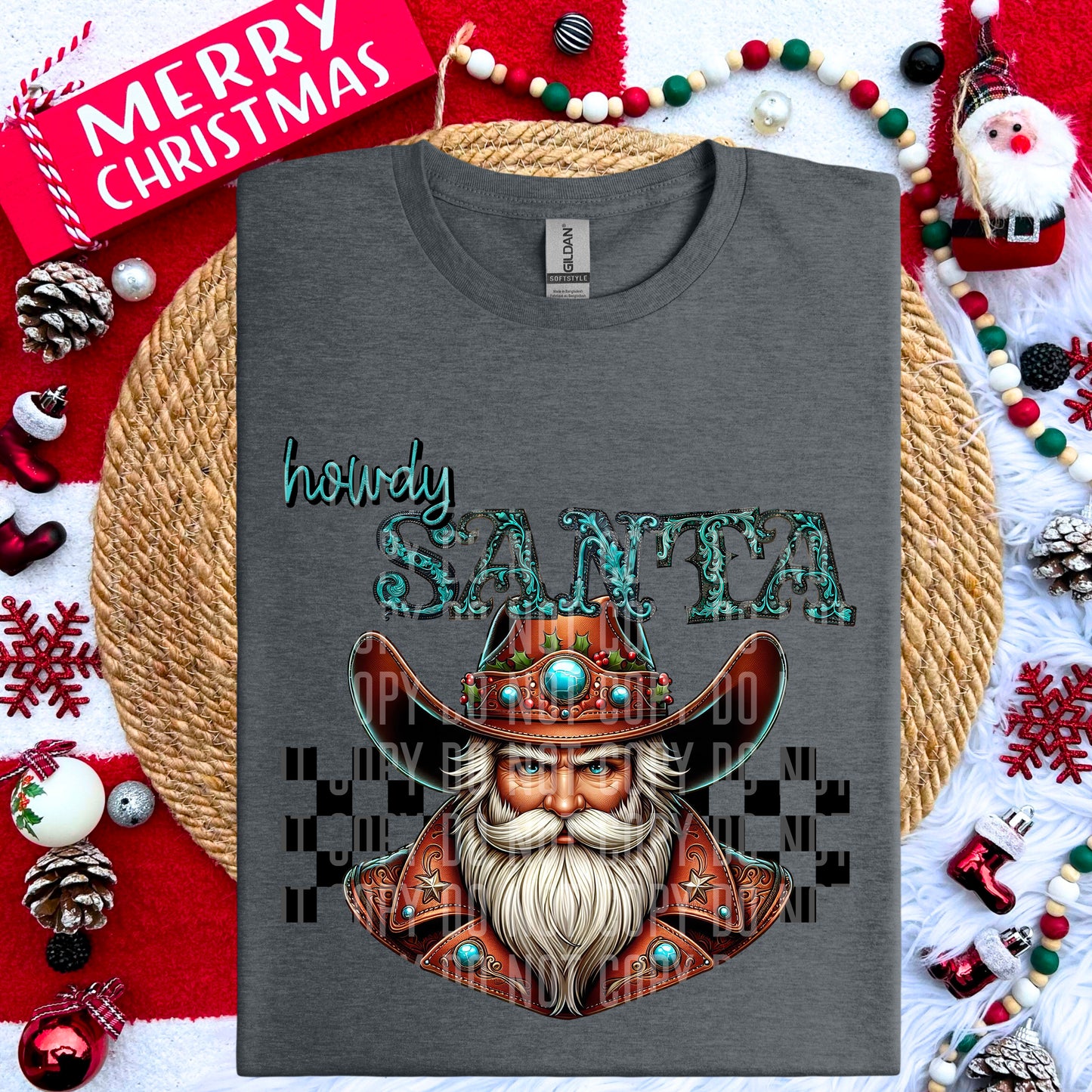 Howdy Santa Faux Embroidery Digital download 300DPI PNG FILE