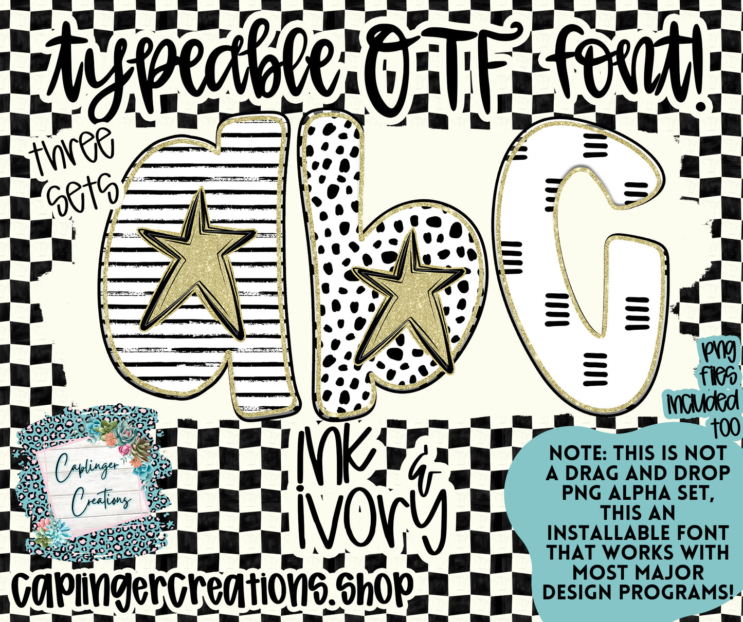Ink & Ivory - TYPEABLE OTF FONT + PNGS - Digital download