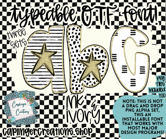 Ink & Ivory - TYPEABLE OTF FONT + PNGS - Digital download