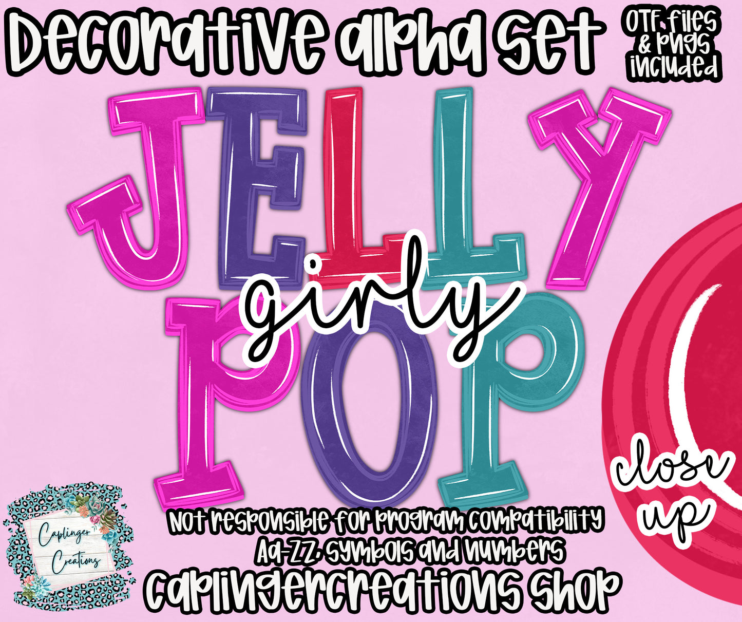 Jelly Pop girly - OTF & Drag and Drop PNGS- commercial use included - Digital download