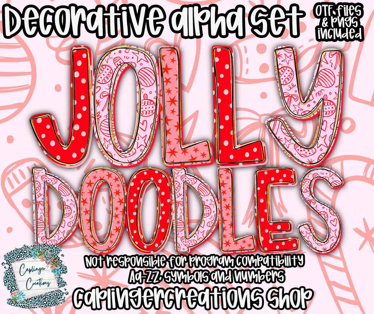 Jolly Doodles - TYPEABLE OTF FONT + PNGS - Digital download