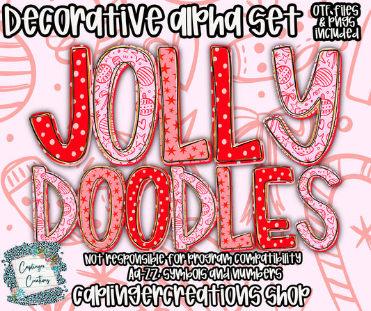 Jolly Doodles - TYPEABLE OTF FONT + PNGS - Digital download