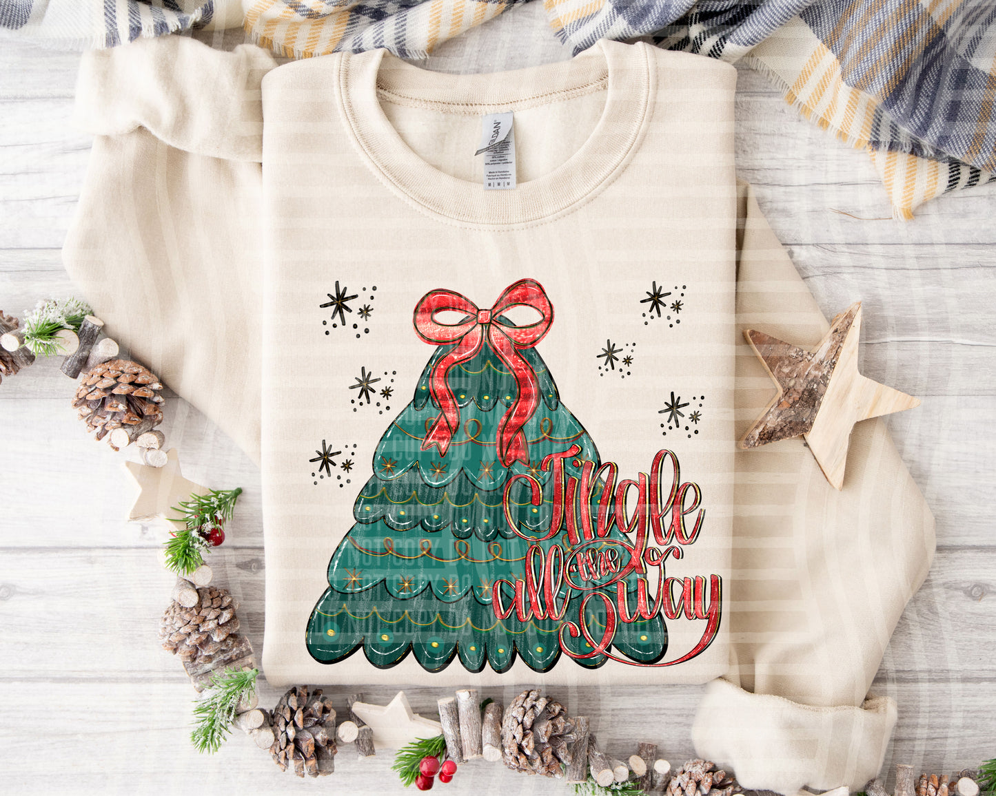 Jingle all the way- Hand Drawn Christmas Tree -  300DPI PNG FILE