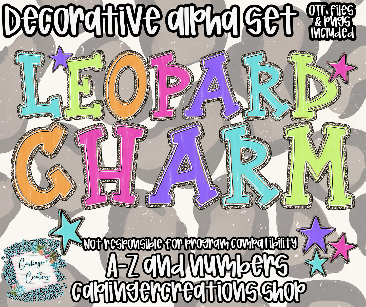 Leopard Charm - TYPEABLE OTF FONT + PNGS - Digital download