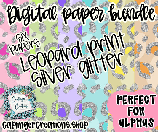 Digital Paper bundle Glitter Bombshell (SILVER) - Digital download 300DPI PNG FILE