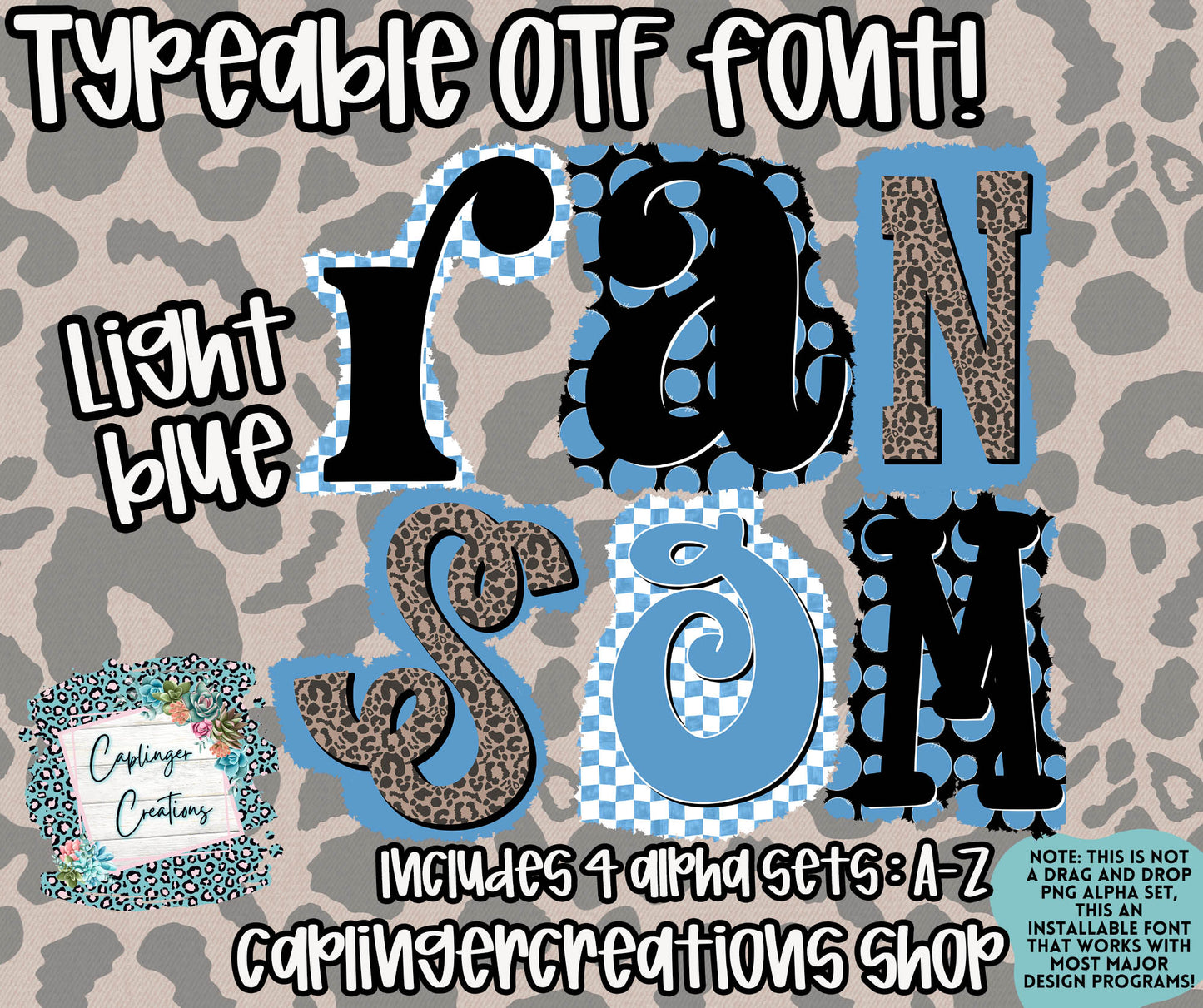 RANSOM Spirit - OTF typeable & Drag and Drop PNGS- commercial use included - Digital download