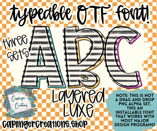 Layered Luxe - TYPEABLE OTF FONT + PNGS - Digital download