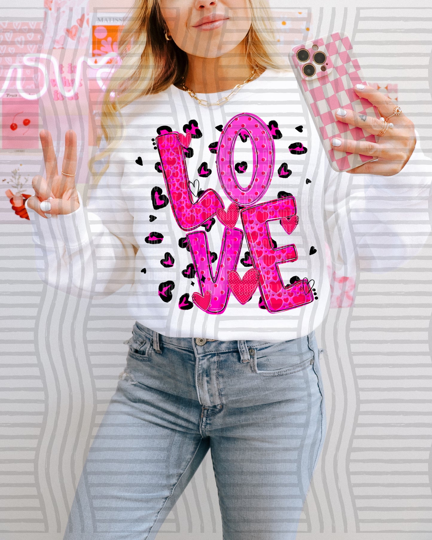 Love - leopard background  300DPI PNG FILE