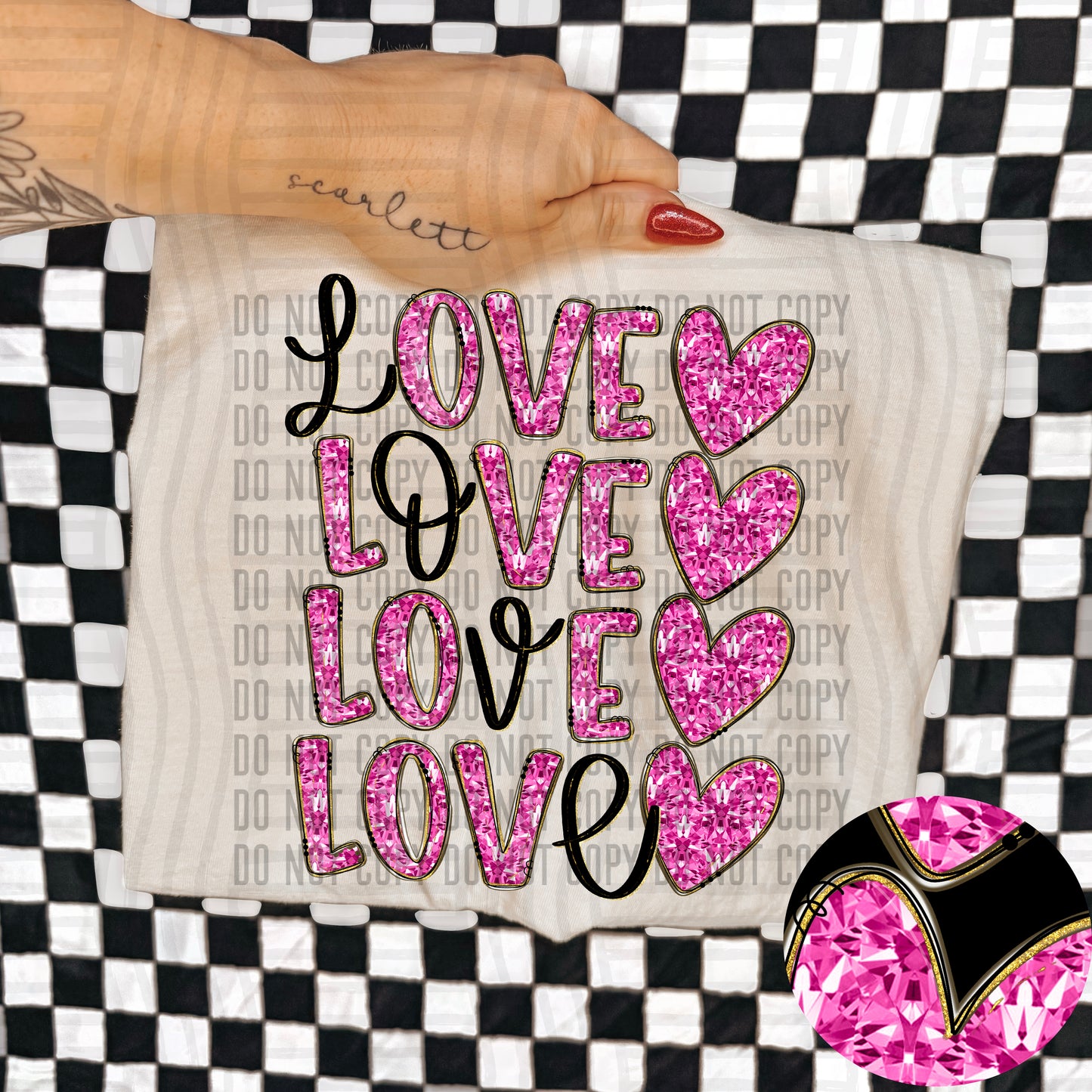 Love Stacked Faux Diamonds - x4 colors - 300DPI PNG FILE