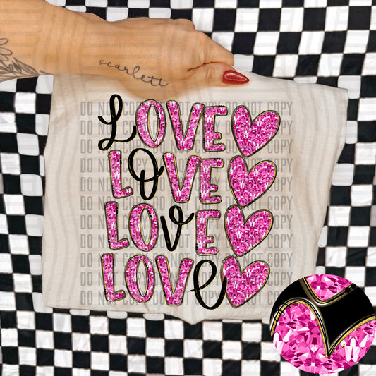 Love Stacked Faux Diamonds - x4 colors - 300DPI PNG FILE