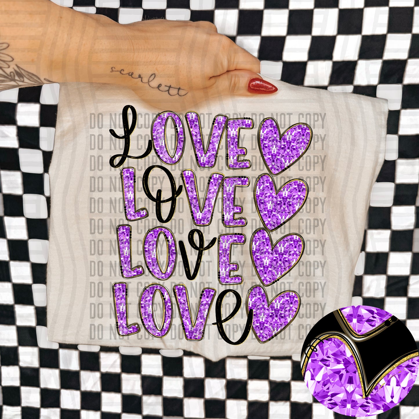Love Stacked Faux Diamonds - x4 colors - 300DPI PNG FILE