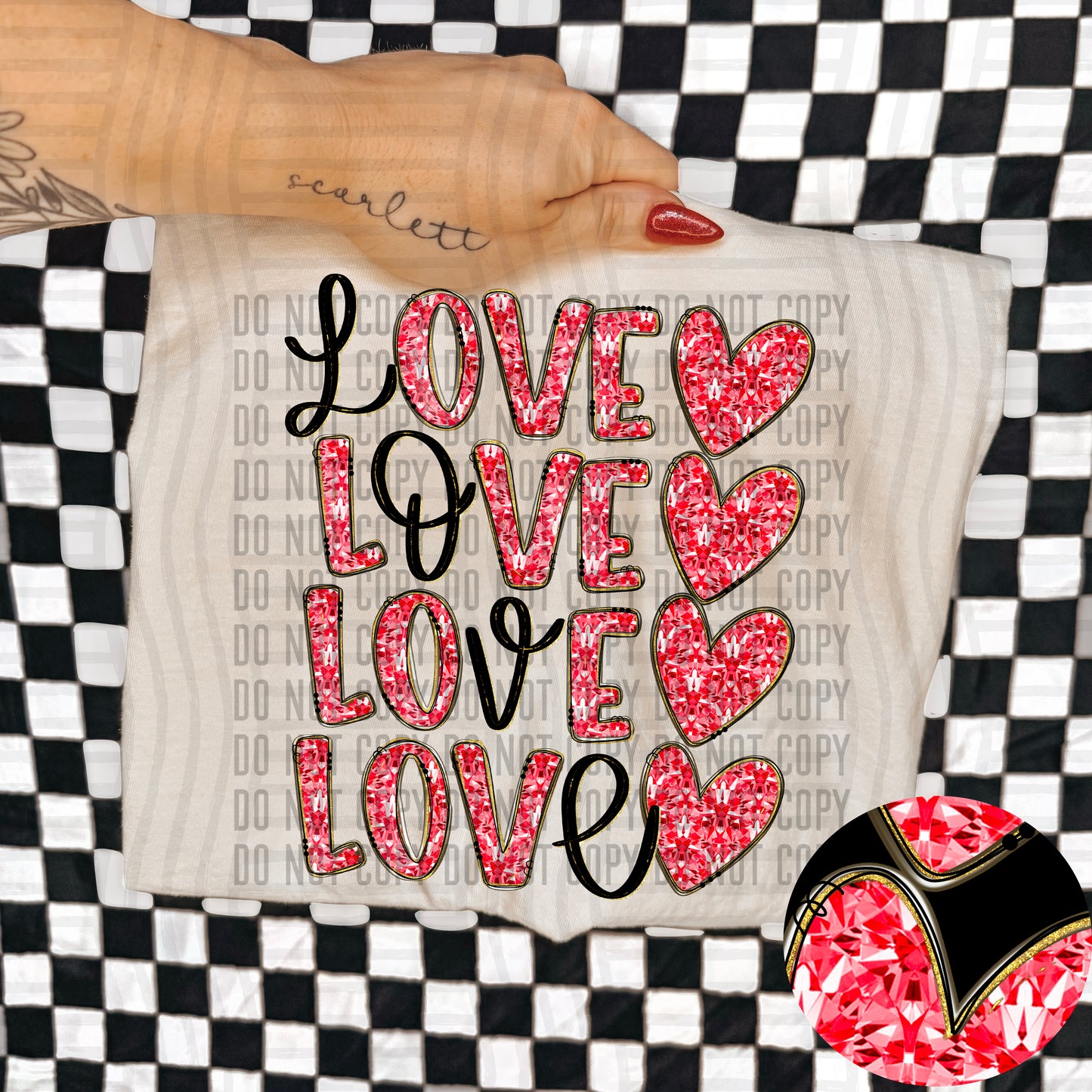 Love Stacked Faux Diamonds - x4 colors - 300DPI PNG FILE