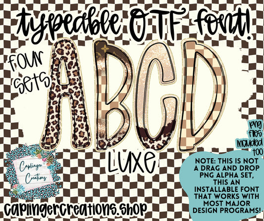 LUXE- TYPEABLE OTF FONT + PNGS - Digital download