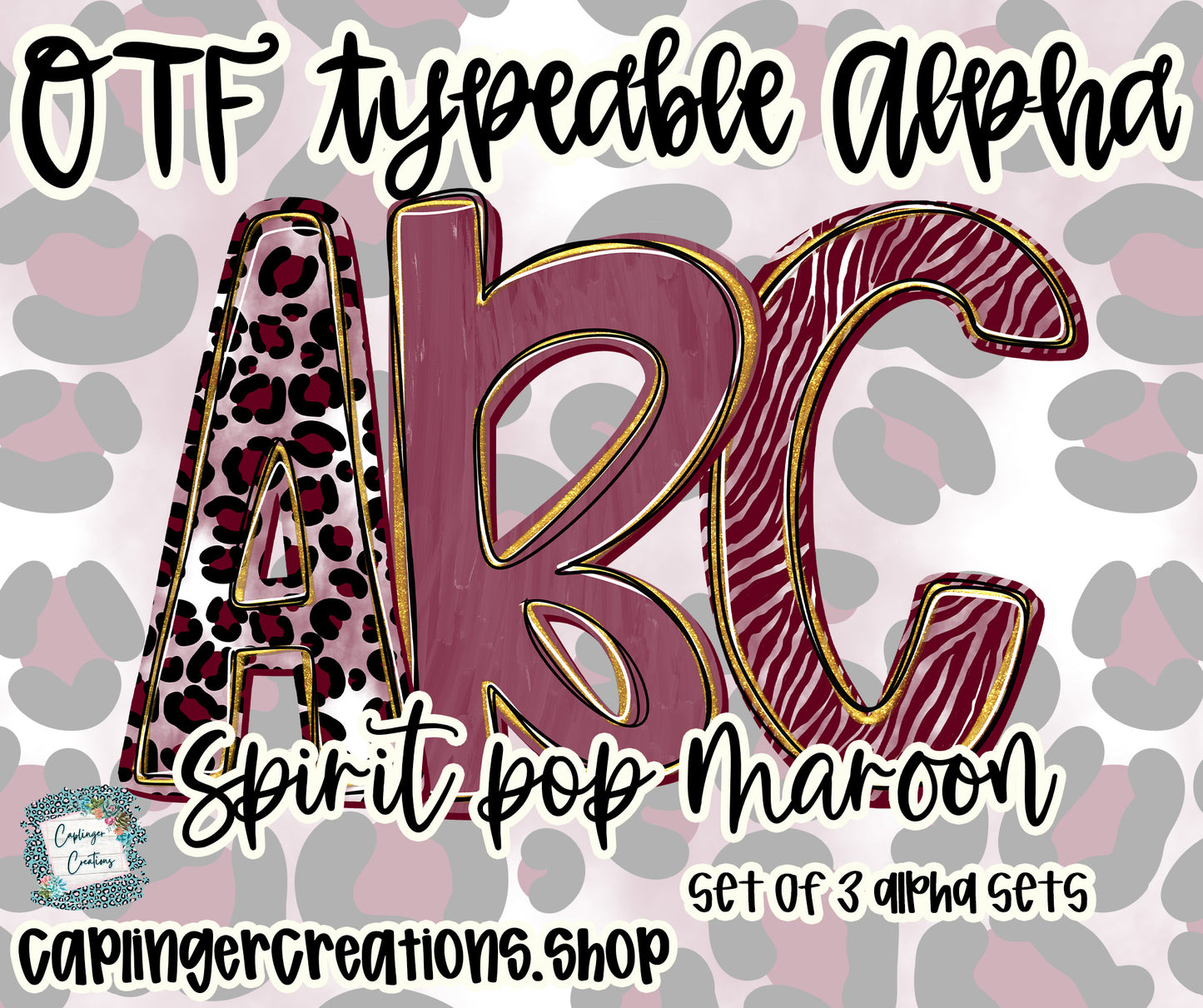 Spirit Pop Maroon - Set of 3 Alphas- TYPEABLE OTF FONT + PNGS- commercial use included - Digital download