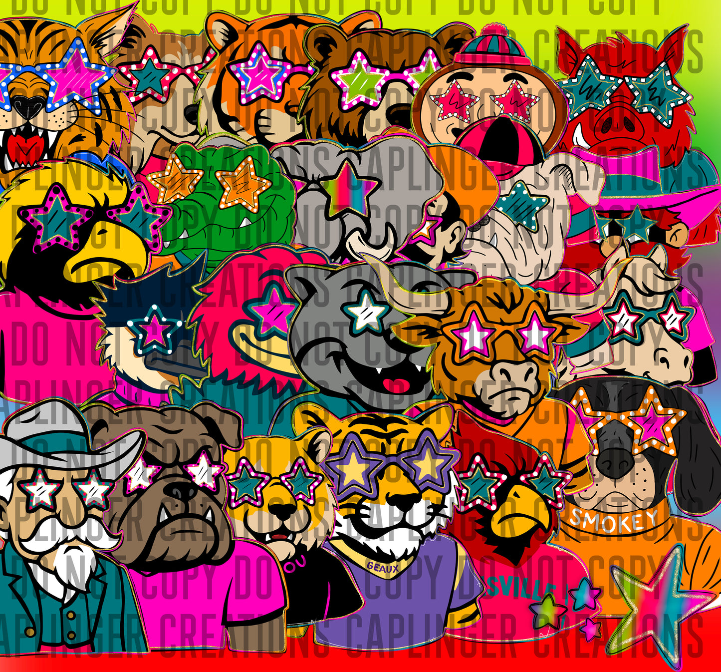 Clipart 24 mascots - commercial use included - Digital download