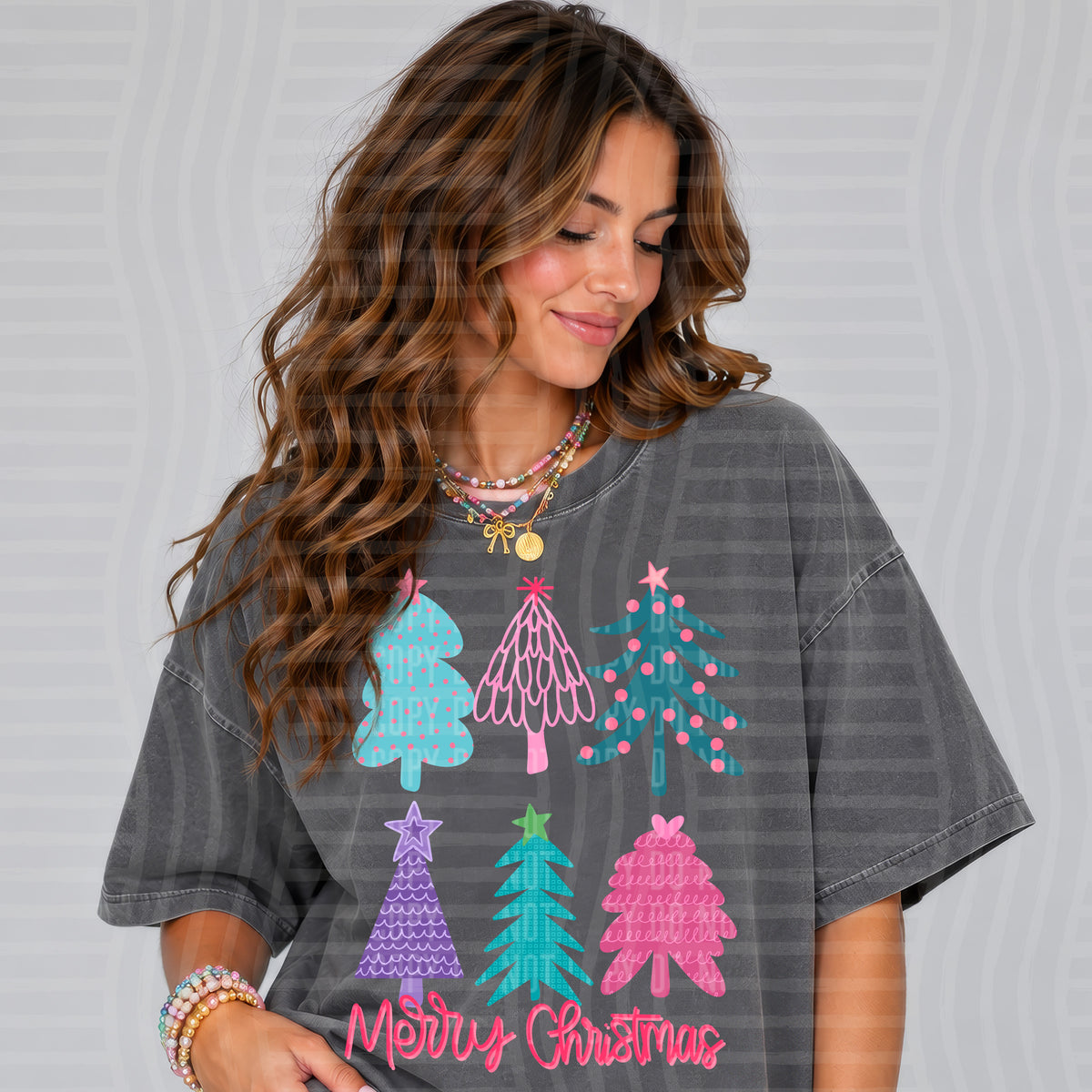 Merry Christmas (fun trees)- 300 DPI digital download