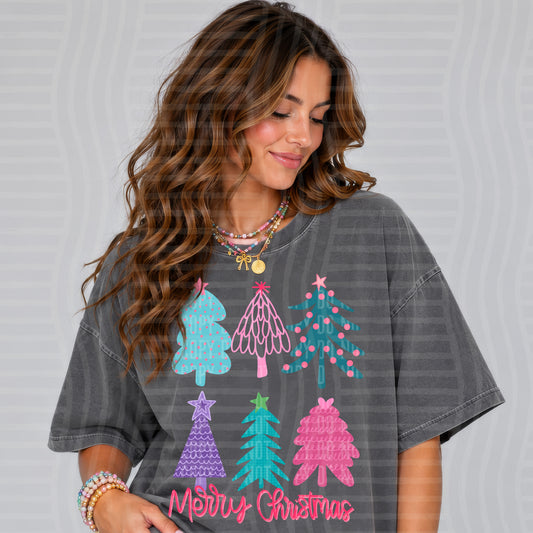 Merry Christmas (fun trees)- 300 DPI digital download