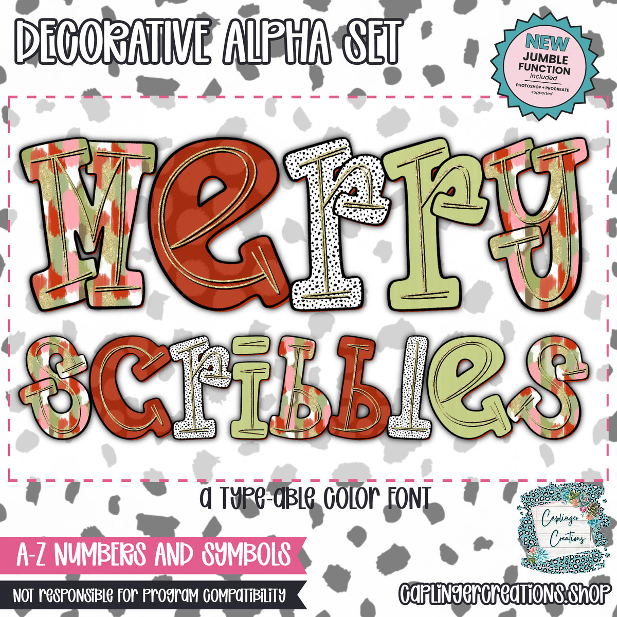 Merry Scribbles - TYPEABLE OTF FONT + PNGS - Digital download