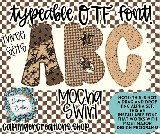 Mocha Swirl  - TYPEABLE OTF FONT + PNGS - Digital download