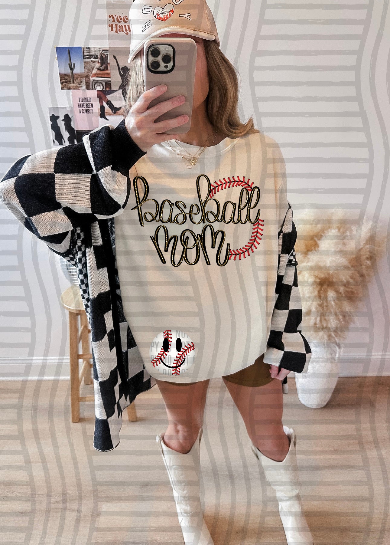 Thread Baseball (softball) Mom FULL SIZE comes with both front/back designs -  300DPI PNG FILE