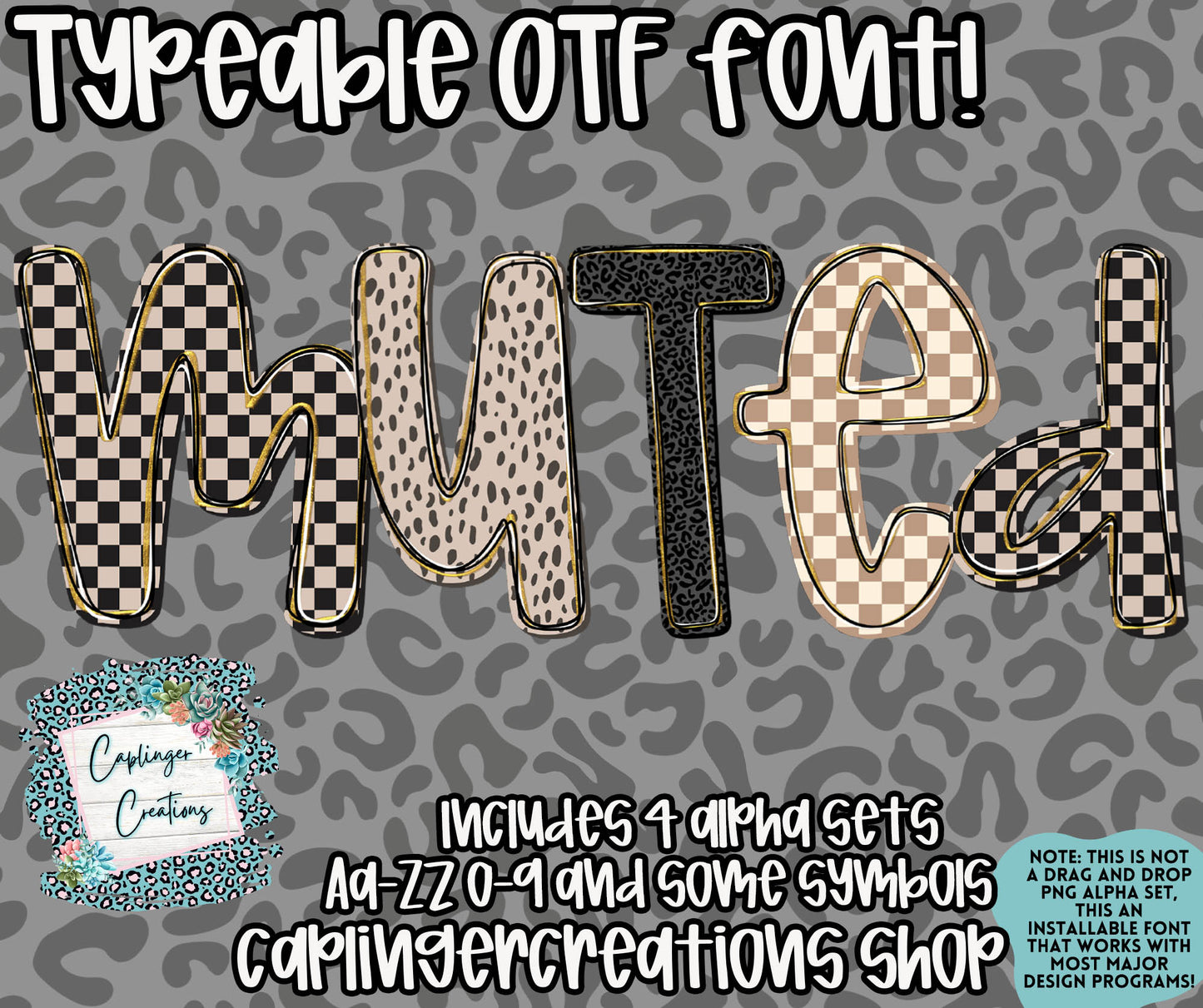 Muted- OTF typeable & Drag and Drop PNGS- commercial use included - Digital download