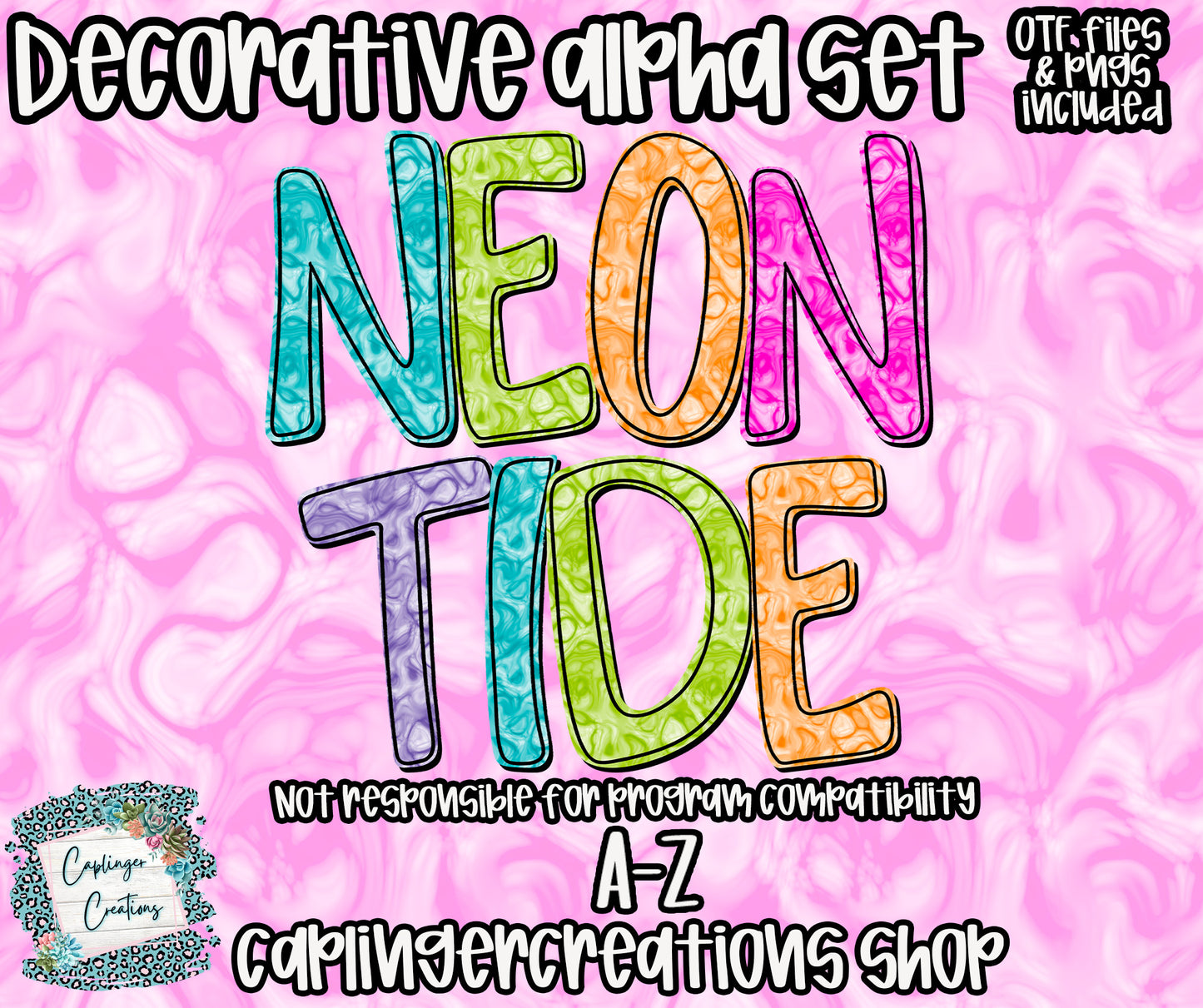 Neon Tide - OTF & Drag and Drop PNGS- commercial use included - Digital download