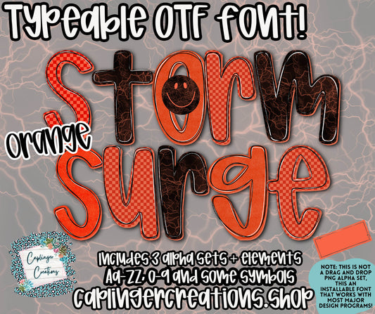 Storm Surge Orange - OTF typeable & Drag and Drop PNGS- commercial use included - Digital download