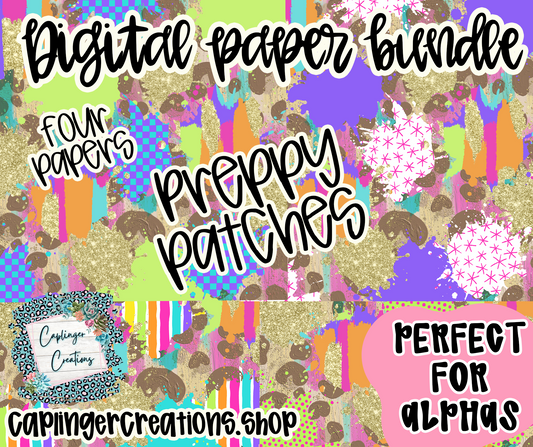 Digital Paper bundle Preppy Patches - Digital download 300DPI PNG FILE