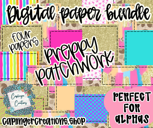 Digital Paper bundle Preppy Patchwork - Digital download 300DPI PNG FILE