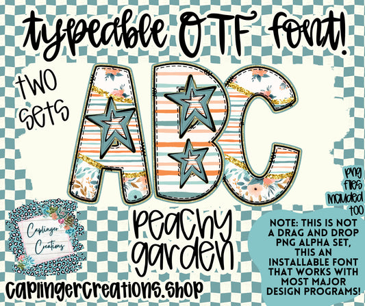 PEACHY GARDEN  - TYPEABLE OTF FONT - Digital download